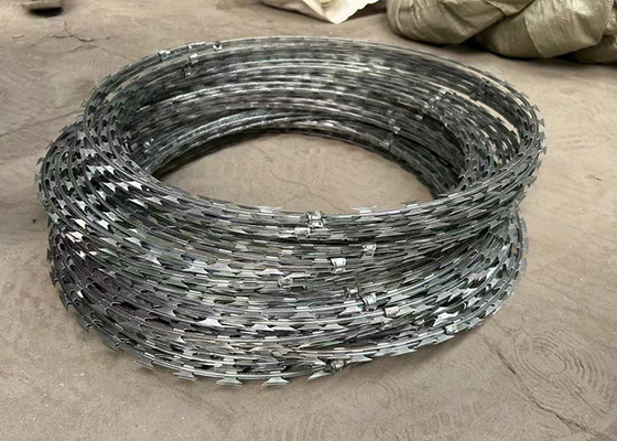 Ζυγισμένο PVC από ανοξείδωτο χάλυβα Concertina Razor Barbed Wire