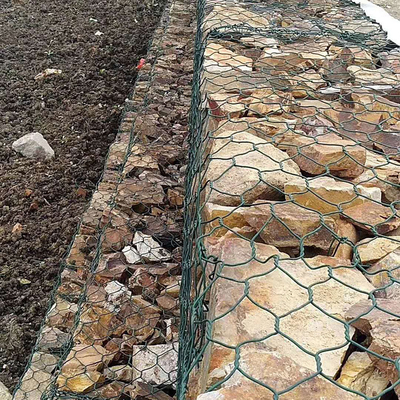 Γκρι 2x1x1m καλάθι 6x8 PVC πλέγματος Gabion για το Stone