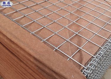 Καφετί στρατιωτικό κιβώτιο Gabion, αποτελεσματική προστασία κιβωτίων Hesco γαλβανισμένη εμπόδιο Gabion