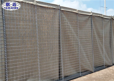Μπεζ γεμισμένα άμμος εμπόδια συνήθειας/ενωμένο στενά πλέγμα καλωδίων Gabion αμυντικό Bassion