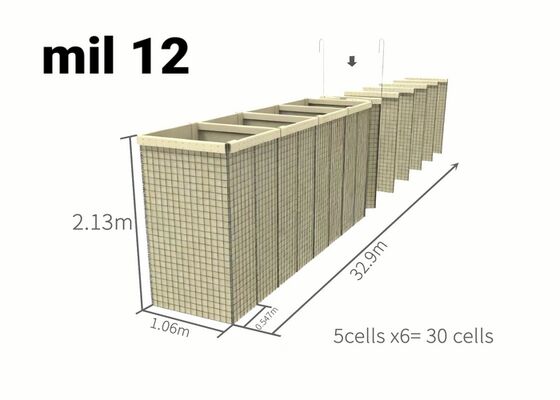 Στρατιωτικό φράγμα σχεδιασμένο με ζεστό βουτηγμένο γαλβανισμένο ατσάλινο σύρμα και πολυκυτταρικό σχεδιασμό για εύκολη εγκατάσταση