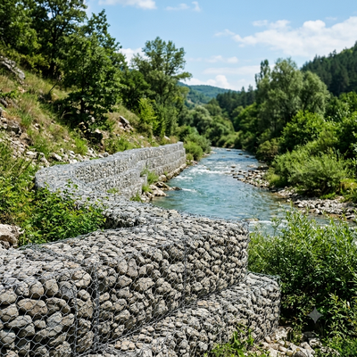 Εξαγωνικά υφαντά καλαθάκια Gabion με επίστρωση PVC για τοίχο αντιστήριξης