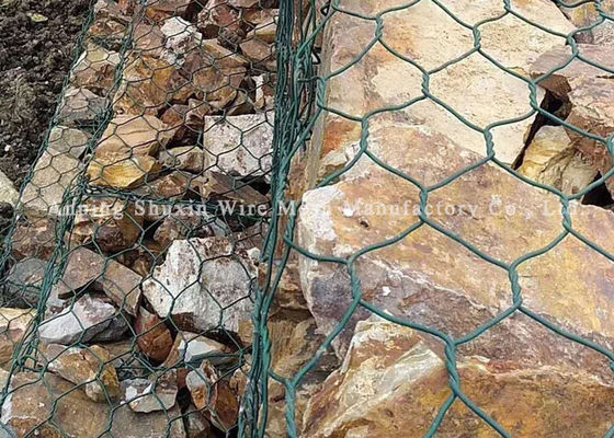 ντυμένο στρώμα Gabion πλέγματος καλωδίων ύφανσης 1*1*1m PVC για την προστασία γεφυρών