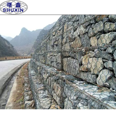 Hexagon διπλό γαλβανισμένο καλάθι πλέγματος 3mm Gabion που αποτρέπει το διατηρώντας τοίχο βροχής