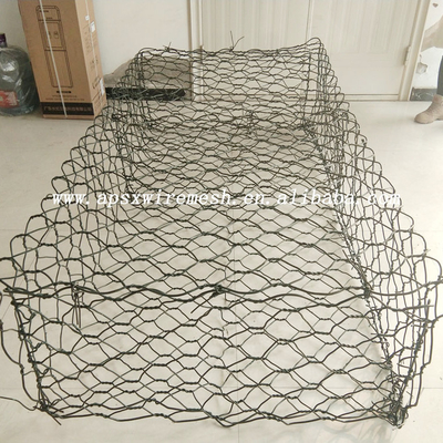 Το διπλάσιο έστριψε 6x8cm γαλβανισμένο Gabion Hexagon κλουβιών καλαθιών γεμισμένο ο Stone που αποτρέπει το σπάσιμο βράχου