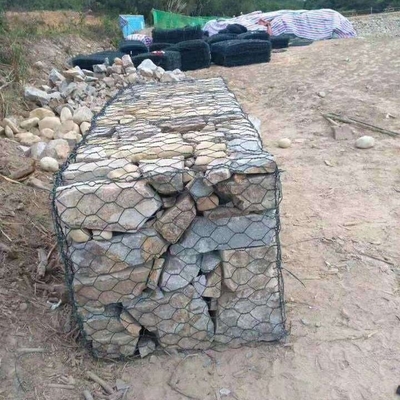 το καλάθι πλέγματος 2mx1mx1m Gabion γαλβάνισε το διπλό πέτρινο κλουβί καλωδίων συστροφής εξαγωνικό