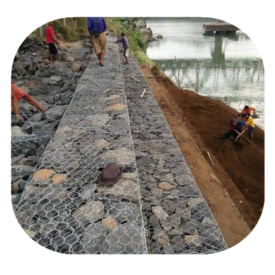 80x100mm 2x1x1 4mm καλάθια ντυμένο PVC Galfan 260 Gabion ψευδάργυρος GSM που ντύνεται