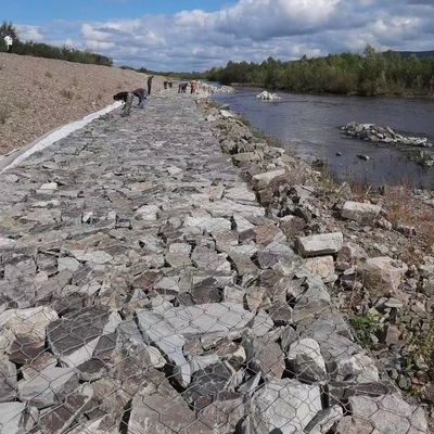 Αντιοξειδωτικό 2m Gabion πλημμυρών ελέγχου πλέγμα καλωδίων καλαθιών εξαγωνικό