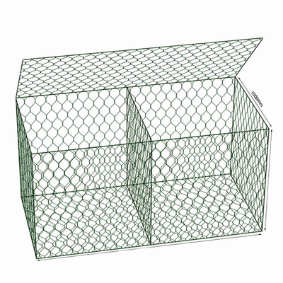 Πράσινο 6mx2mx0.3m εξαγωνικό Gabion γαλβανισμένο καλάθι κιβώτιο βράχου πλέγματος καλωδίων σιδήρου PVC
